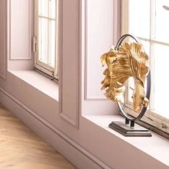 Kare Design Statuettes Et Figurines Statuette Poissons Combattants En Polyrésine Dorée Et Acier 65x58 -Vases Soldes statuette poissons combattants en polyresine doree et acier 65x58 2