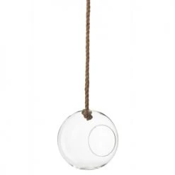LANADECO Vases Terrarium Boule En Verre Transparent Et Corde H75cm