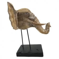 MOYCOR Statuettes Et Figurines Tête D'éléphant En Bois -Vases Soldes tete d elephant en bois 1