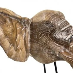 MOYCOR Statuettes Et Figurines Tête D'éléphant En Bois -Vases Soldes tete d elephant en bois 3
