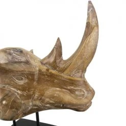 MOYCOR Statuettes Et Figurines Tête De Rhinocéros En Bois Blanchies -Vases Soldes tete de rhinoceros en bois blanchies 2