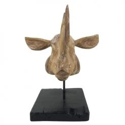 MOYCOR Statuettes Et Figurines Tête De Rhinocéros En Bois Blanchies -Vases Soldes tete de rhinoceros en bois blanchies 4