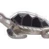 Beliani Statuettes Et Figurines Tortue Décorative Argentée -Vases Soldes tortue decorative argentee