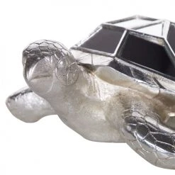 Beliani Statuettes Et Figurines Tortue Décorative Argentée -Vases Soldes tortue decorative argentee 2