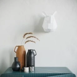 Potiron Paris Statuettes Et Figurines Trophée Décoratif Mural Rhinocéros Blanc En Polyrésine -Vases Soldes trophee decoratif mural rhinoceros blanc en polyresine 2