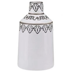 Beliani Vases Vase à Fleurs Blanc Effet Vieilli 25 Cm