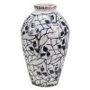 Beliani Vases Vase à Fleurs Blanc Et Bleu Marine 20 Cm -Vases Soldes vase a fleurs blanc et bleu marine 20 cm