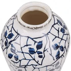 Beliani Vases Vase à Fleurs Blanc Et Bleu Marine 20 Cm -Vases Soldes vase a fleurs blanc et bleu marine 20 cm 2