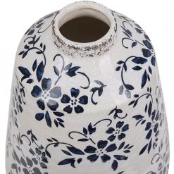 Beliani Vases Vase à Fleurs Blanc Et Bleu Marine 20 Cm -Vases Soldes vase a fleurs blanc et bleu marine 20 cm 6