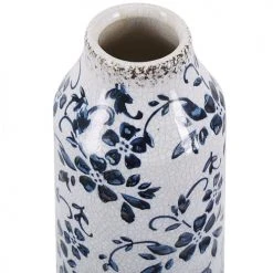 Beliani Vases Vase à Fleurs Blanc Et Bleu Marine 35 Cm -Vases Soldes vase a fleurs blanc et bleu marine 35 cm 2