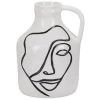 Beliani Vases Vase à Fleurs Blanc Motif Visage 19 Cm -Vases Soldes vase a fleurs blanc motif visage 19 cm