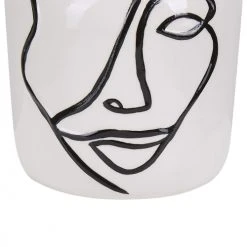 Beliani Vases Vase à Fleurs Blanc Motif Visage 19 Cm -Vases Soldes vase a fleurs blanc motif visage 19 cm 3