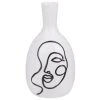 Beliani Vases Vase à Fleurs Blanc Motif Visage 23 Cm -Vases Soldes vase a fleurs blanc motif visage 23 cm