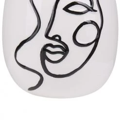 Beliani Vases Vase à Fleurs Blanc Motif Visage 23 Cm -Vases Soldes vase a fleurs blanc motif visage 23 cm 3