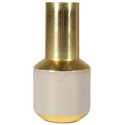 Zago Vases Vase Bleu Foncé En Fer émaillé Avec Détails En Laiton Malo -Vases Soldes vase beige en fer emaille avec details en laiton malo