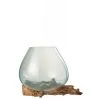 LANADECO Vases Vase Bois/verre Transparent H24,5cm -Vases Soldes vase bois verre transparent h24 5cm