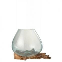 LANADECO Vases Vase Bois/verre Transparent H24,5cm