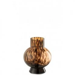 LANADECO Vases Vase Boule Verre Marron H22cm
