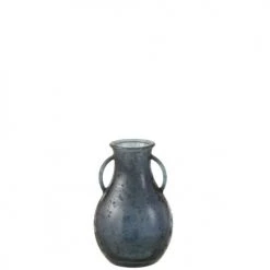 LANADECO Vases Vase Bouteille 2 Anses Verre Gris H32cm