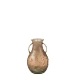 LANADECO Vases Vase Bouteille 2 Anses Verre Gris H32cm -Vases Soldes vase bouteille 2 anses verre marron h32cm