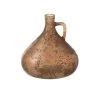 LANADECO Vases Vase Bouteille Avec Anse Verre Marron H18cm