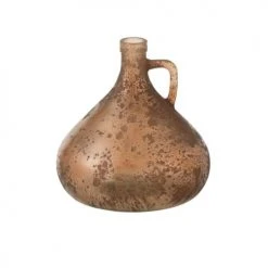 LANADECO Vases Vase Bouteille Avec Anse Verre Marron H18cm