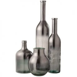 LANADECO Vases Vase Bouteille Verre Métallique Gris H100cm -Vases Soldes vase bouteille verre metallique gris h100cm 2