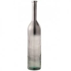 LANADECO Vases Vase Bouteille Verre Métallique Gris H100cm