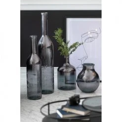 LANADECO Vases Vase Bouteille Verre Métallique Gris H100cm -Vases Soldes vase bouteille verre metallique gris h100cm 3