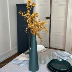 Passage Vernet Vases Vase Conique à Anse En Métal Vert -Vases Soldes vase conique a anse en metal vert 3