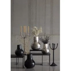 Vases Soldes -Vases Soldes vase deco en metal vase a fleurs noir 46x36x36 1