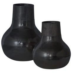 Bepurehome Vases Vase Déco En Métal Vase á Fleurs Noir 46x36x36 -Vases Soldes vase deco en metal vase a fleurs noir 46x36x36 3