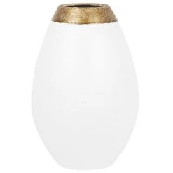 Beliani Vases Vase Décoratif En Céramique Blanc H32