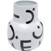 Kare Design Vases Vase En Acier Blanc Motifs Noirs H19 -Vases Soldes vase en acier blanc motifs noirs h19