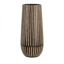 Maisons Du Monde Vases Vase En Bois De Manguier Gravé Noir Et Beige H33