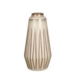 Mica Decorations Vases Vase En Céramique Vert Rayé H30 -Vases Soldes vase en ceramique creme raye h30 4