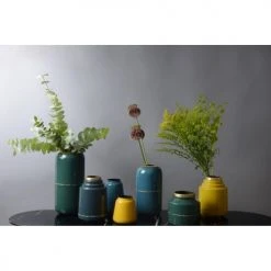 Zago Vases Vase En Fer émaillé Bleu Et Doré -Vases Soldes vase en fer emaille bleu et dore 2