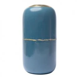 Zago Vases Vase En Fer émaillé Bleu Et Doré -Vases Soldes vase en fer emaille bleu et dore 4