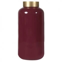 Zago Vases Vase En Fer émaillé Bordeaux Et Bague En Laiton H41cm