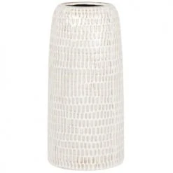 Maisons Du Monde Vases Vase En Grès Blanc Et Gris Clair H25