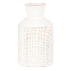 Maisons Du Monde Vases Vase En Grès Blanc Motif Quadrillé Beige H13