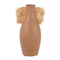 Maisons Du Monde Vases Vase En Grès Marron écureuil Et Raphia H26
