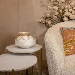 Now’s Home Vases Vase En Résine Et Rotin Blanc H16cm -Vases Soldes vase en resine et rotin blanc h16cm 4