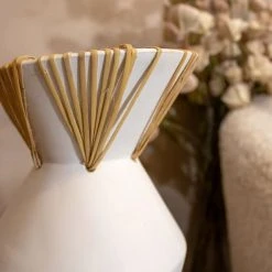 Now’s Home Vases Vase En Résine Et Rotin Blanc H37cm -Vases Soldes vase en resine et rotin blanc h37cm 3