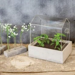 Esschert Design Statuettes Et Figurines Vase En Tube à Essai, Socle En Béton -Vases Soldes vase en tube a essai socle en beton 2