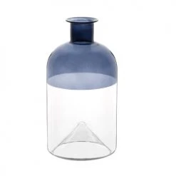 Maisons Du Monde Vases Vase En Verre Bicolore Bleu Et Transparent H18