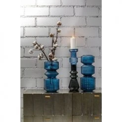 Kare Design Vases Vase En Verre Bleu H42 -Vases Soldes vase en verre bleu h42 1