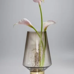 Kare Design Vases Vase En Verre Marron Et Acier Doré H40 -Vases Soldes vase en verre marron et acier dore h40 2
