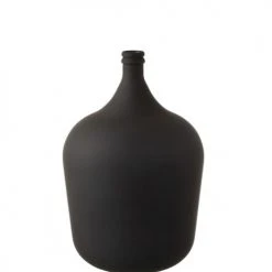 LANADECO Vases Vase En Verre Noir Mat H56cm