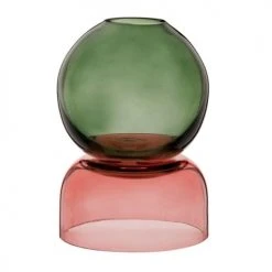 Maisons Du Monde Vases Vase En Verre Rose Et Vert H14 - Lot De 2